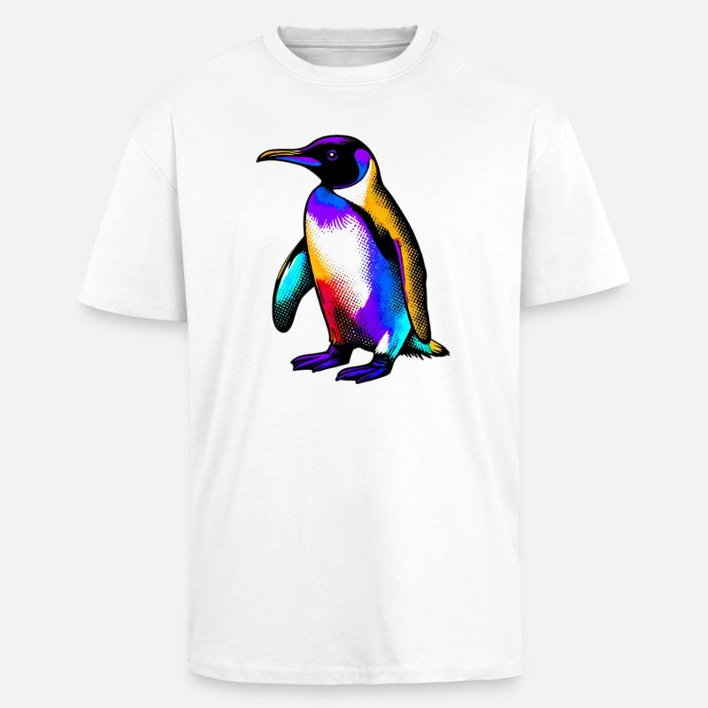 Pingouin - T-shirt unisexe oversize épais - blanc