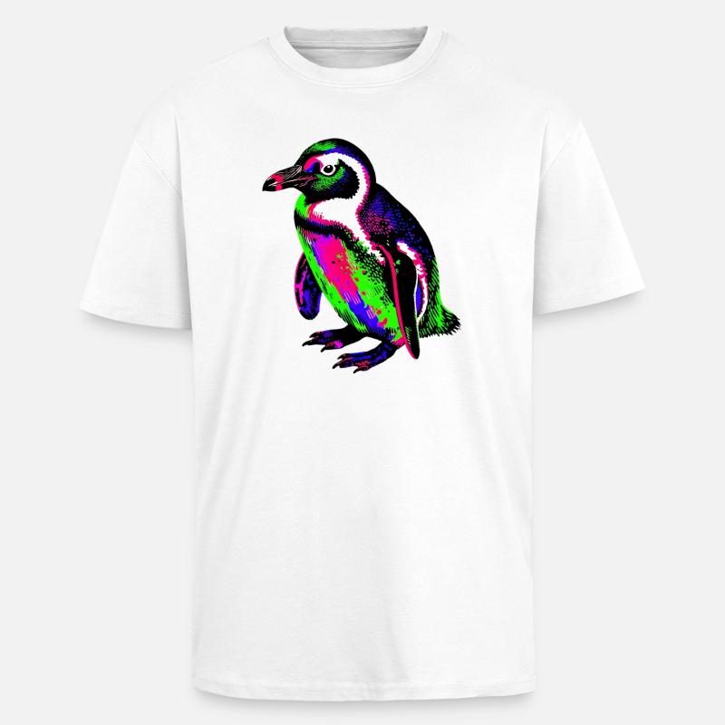 Pingouin - T-shirt unisexe oversize épais - blanc