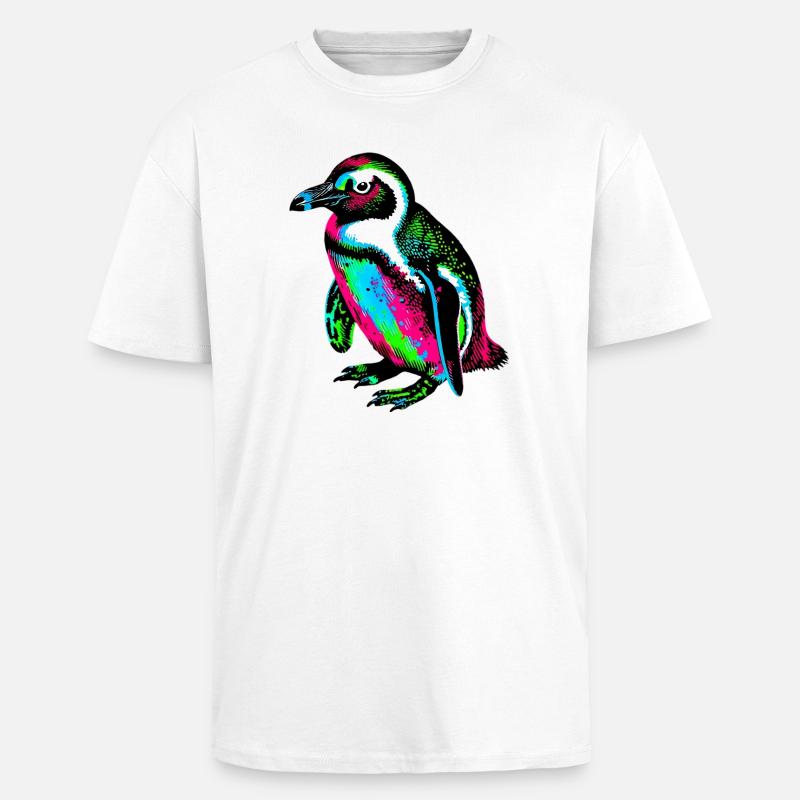 Pingouin - T-shirt unisexe oversize épais - blanc