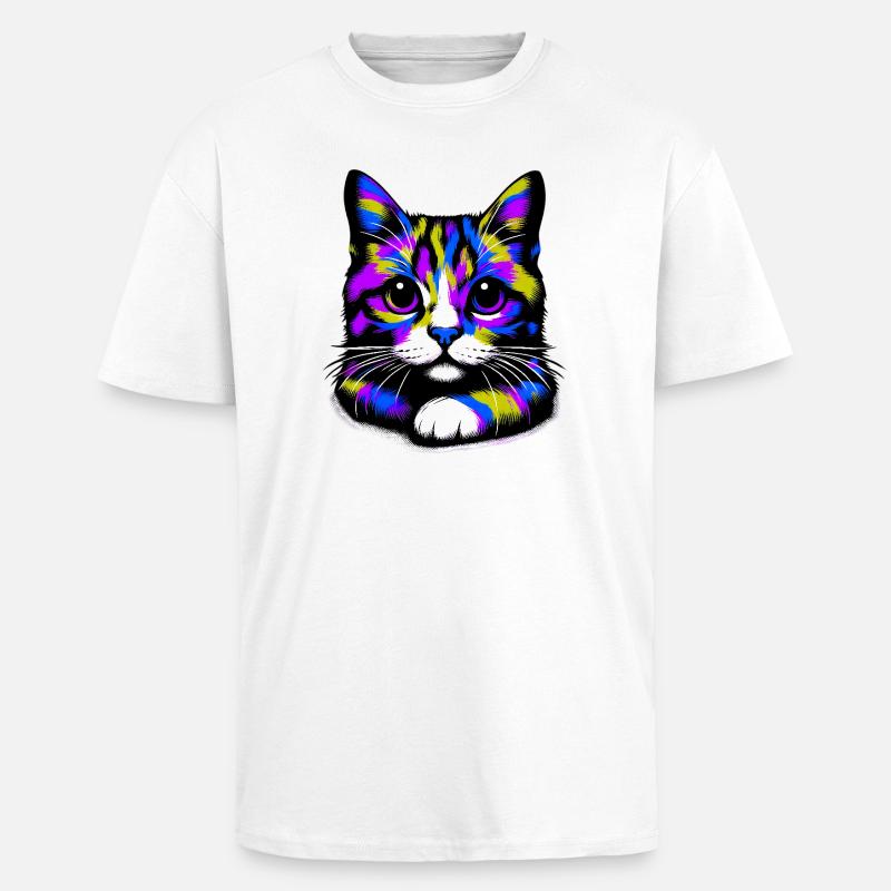 Chat - T-shirt unisexe oversize épais - blanc
