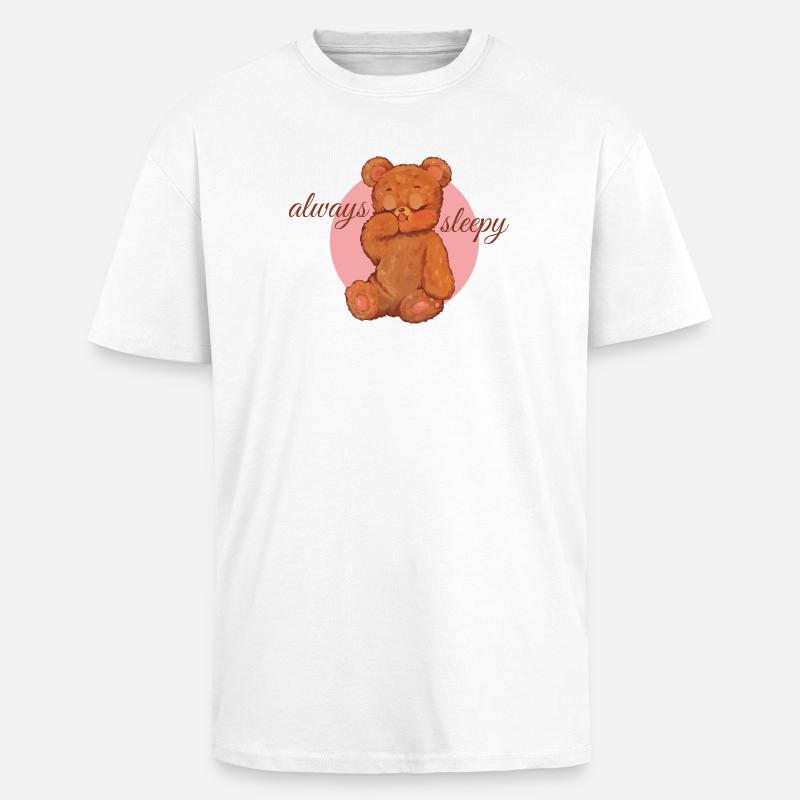 Always Sleepy Bärchen - Oversized Heavyweight Unisex T-Shirt - Weiß