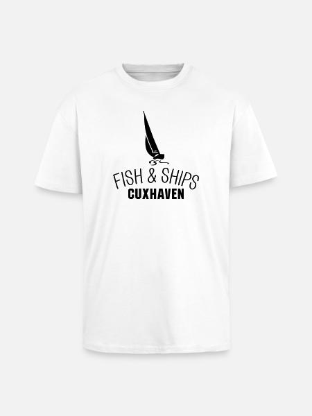 Fish and Ships Cuxhaven - Unisex Oversized Heavyweight T-shirt - white