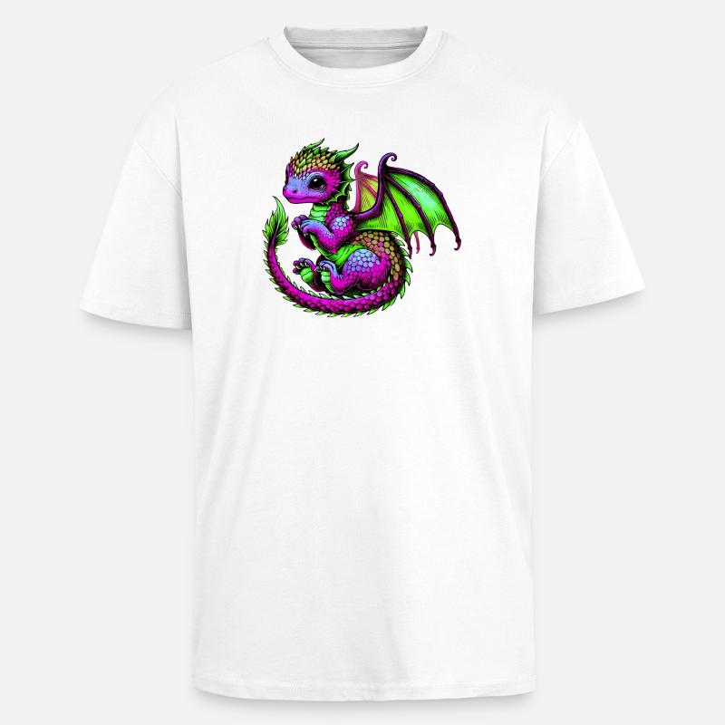 Drache - Oversized Heavyweight Unisex T-Shirt - Weiß