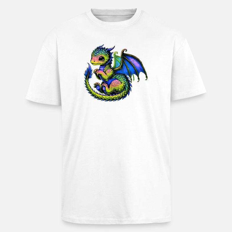 Drache - Oversized Heavyweight Unisex T-Shirt - Weiß