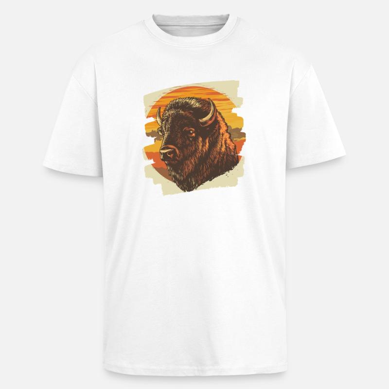Bison - Oversized Heavyweight Unisex T-Shirt - Weiß