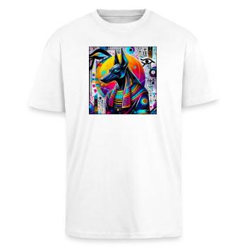 Anubis - Oversized Heavyweight Unisex T-Shirt - Weiß - Vorne - Alina (178cm) & Michal (187cm)