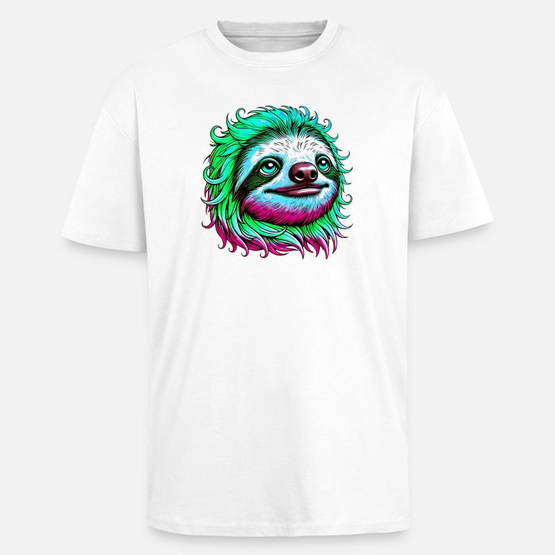 Faultier - Oversized Heavyweight Unisex T-Shirt - Weiß