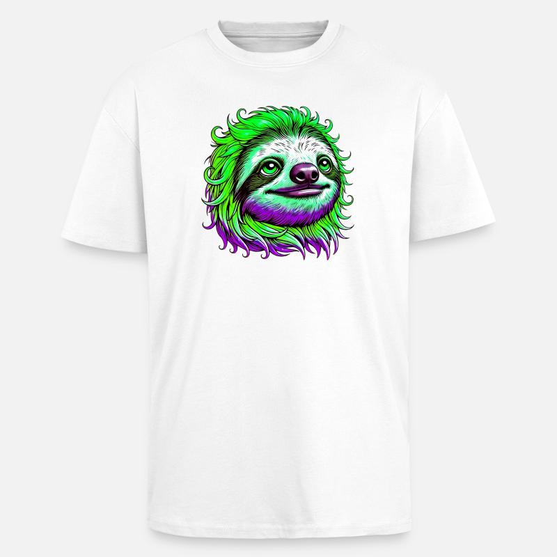 Faultier - Oversized Heavyweight Unisex T-Shirt - Weiß