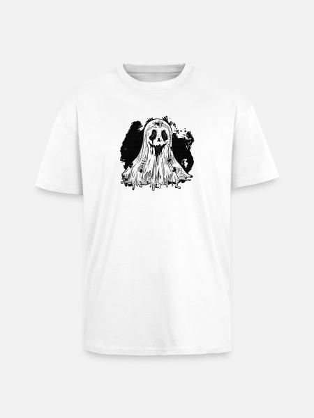 Schwarzweiß Spukgeist mit Flecken - Oversized Heavyweight Unisex T-Shirt - Weiß