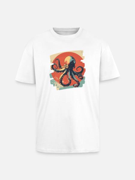 Octopus Octopus Retro - Unisex Oversized Heavyweight T-shirt - white