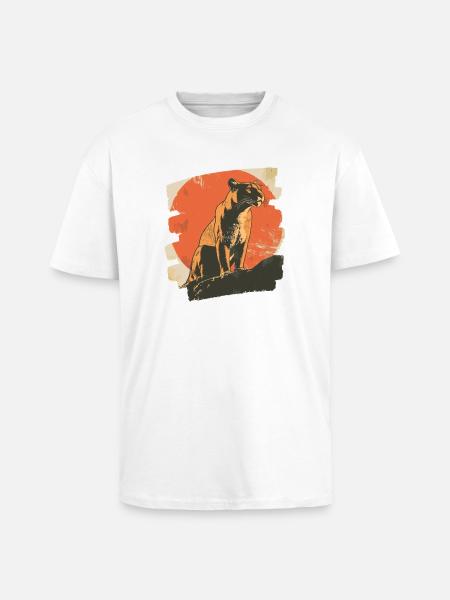 Lion from mountain Retro - Unisex Oversized Heavyweight T-shirt - white