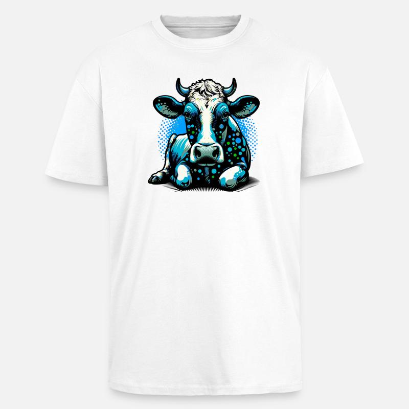 Kuh - Oversized Heavyweight Unisex T-Shirt - Weiß