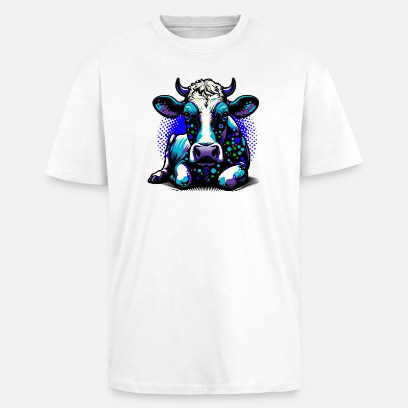 Cow - Unisex Oversized Heavyweight T-shirt - white
