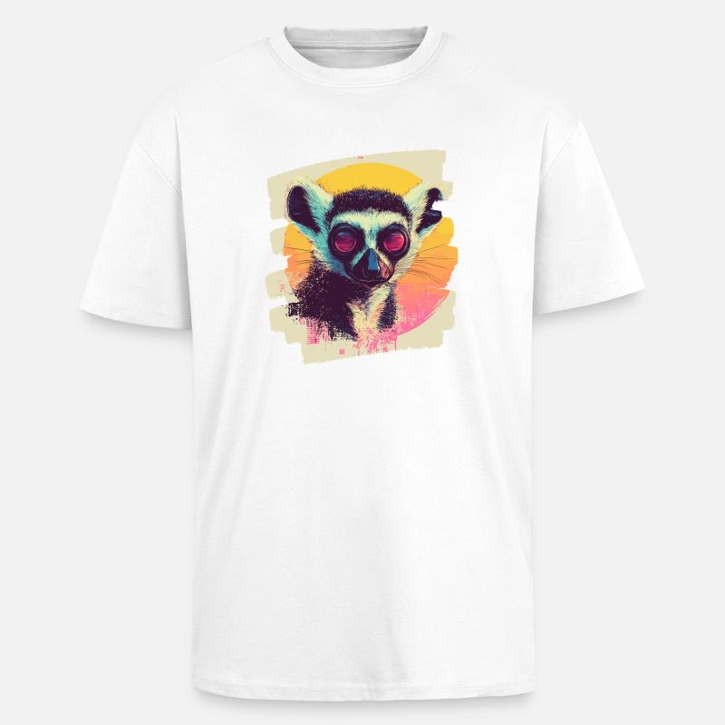 Lemur - Oversized Heavyweight Unisex T-Shirt - Weiß