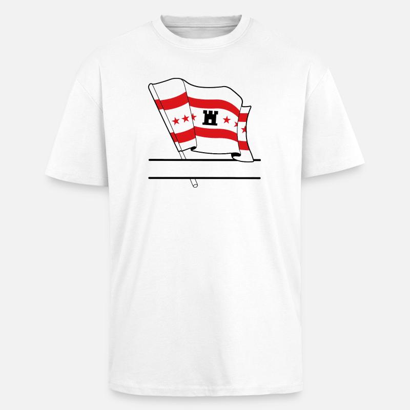 Drapeau Drenthe bannière de texte - T-shirt unisexe oversize épais - blanc