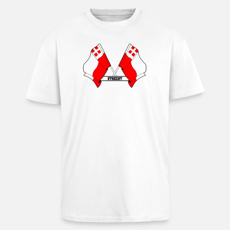 Two flags text UTRECHT - Unisex Oversized Heavyweight T-shirt - white