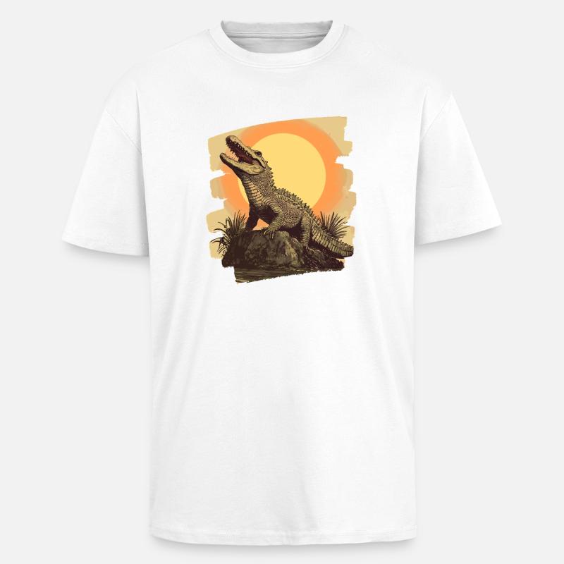 Krokodil Retro - Oversized Heavyweight Unisex T-Shirt - Weiß
