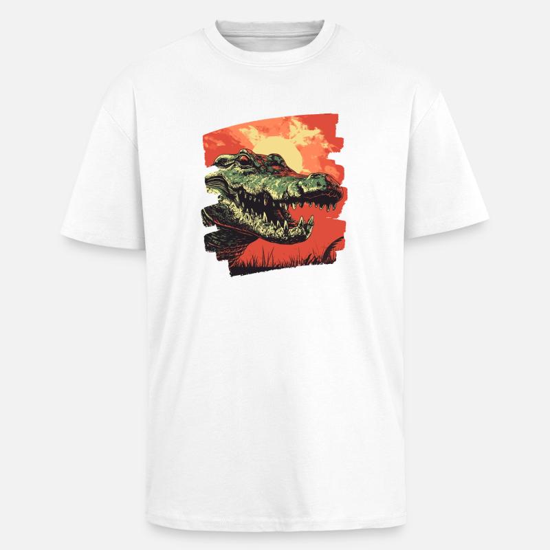 Crocodile - T-shirt unisexe oversize épais - blanc
