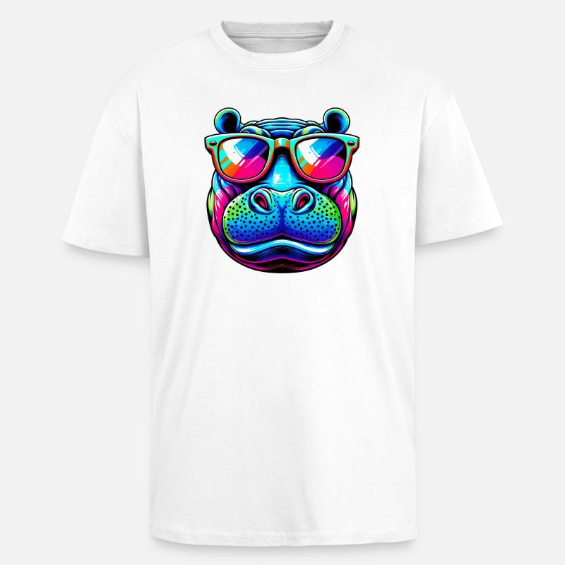 Nilpferd - Oversized Heavyweight Unisex T-Shirt - Weiß