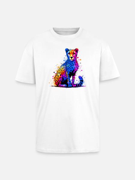 Guépard - T-shirt unisexe oversize épais - blanc