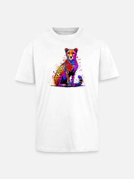 Guépard - T-shirt unisexe oversize épais - blanc