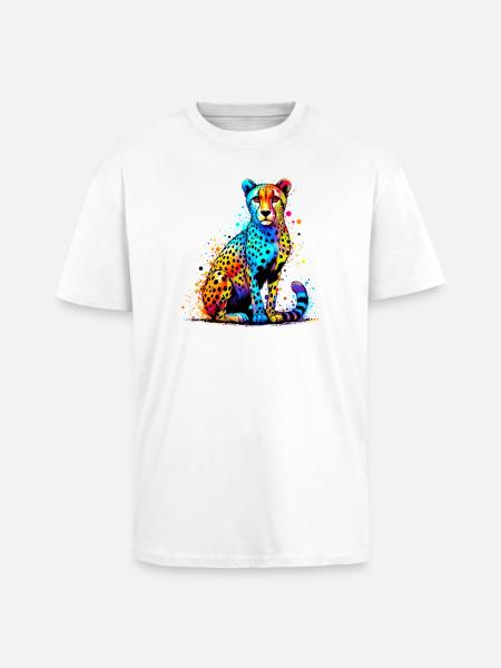 Guépard - T-shirt unisexe oversize épais - blanc