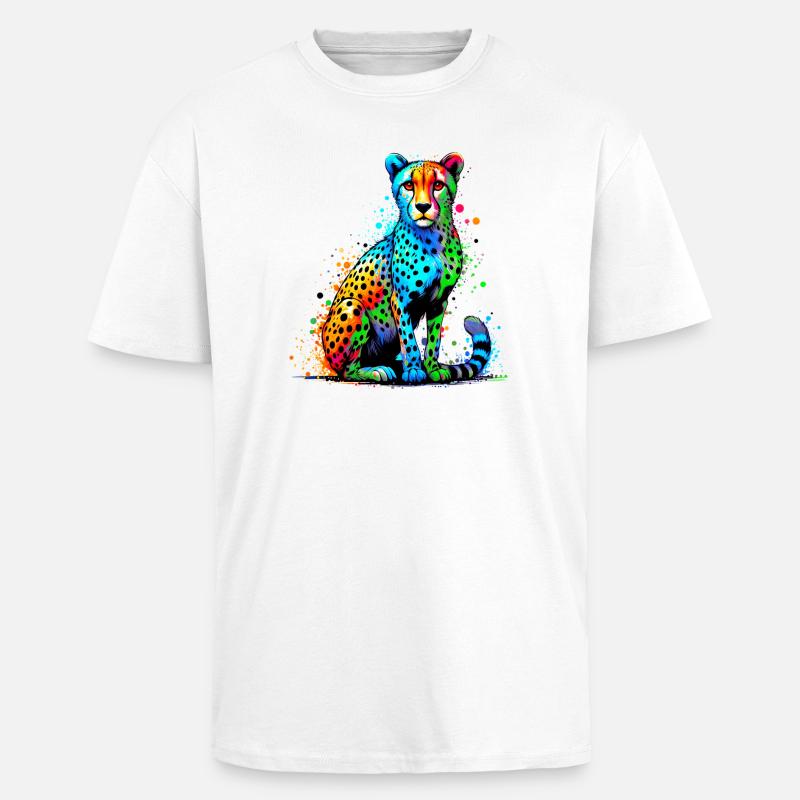 Guépard - T-shirt unisexe oversize épais - blanc