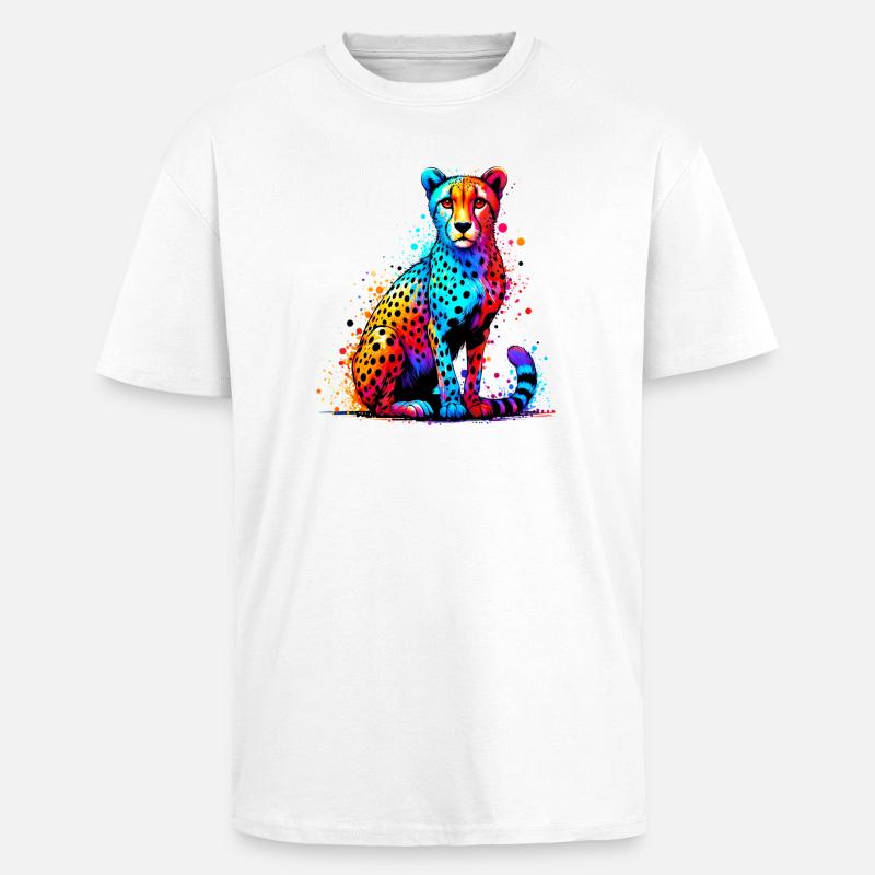 Guépard - T-shirt unisexe oversize épais - blanc