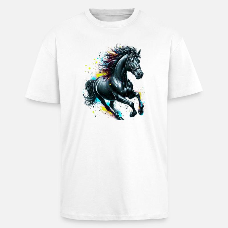 Pferd - Oversized Heavyweight Unisex T-Shirt - Weiß