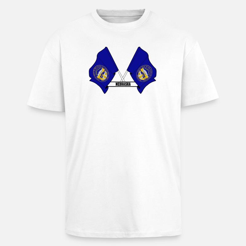 wee flags text NEBRASKA - Unisex Oversized Heavyweight T-shirt - white