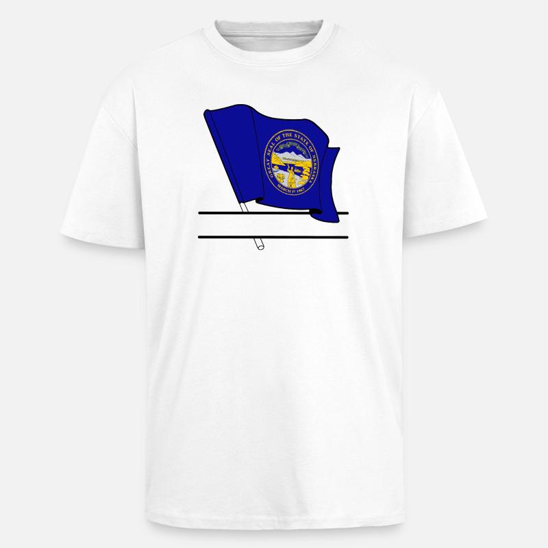 Drapeau Nebraska bannière de texte - T-shirt unisexe oversize épais - blanc