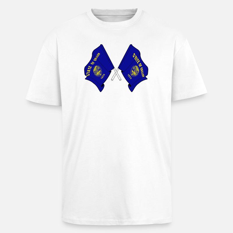 Deux drapeaux ont traversé l’Oregon - T-shirt unisexe oversize épais - blanc