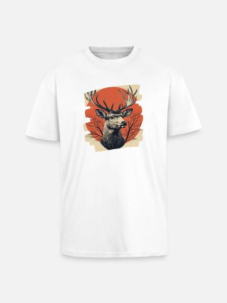 Deer with antlers - Unisex Oversized Heavyweight T-shirt - white
