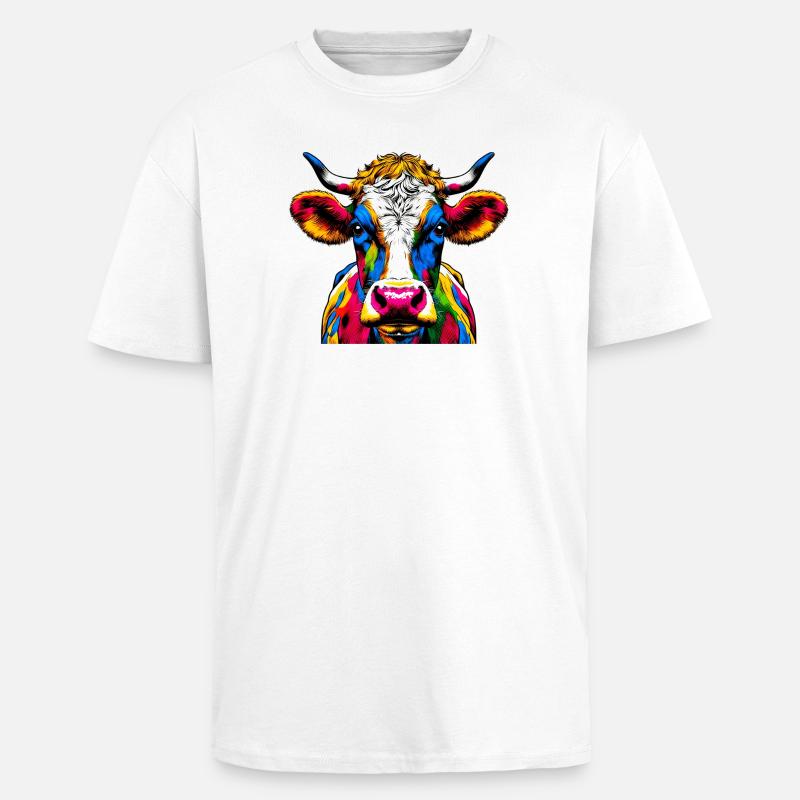 Kuh - Oversized Heavyweight Unisex T-Shirt - Weiß