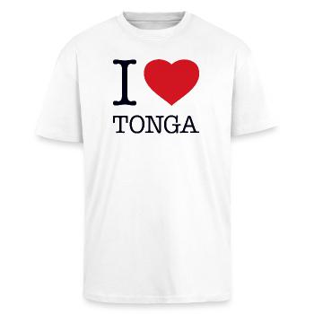 I LOVE TONGA - Unisex Oversized Heavyweight T-shirt - white - Front - Alina (178cm) & Michal (187cm)