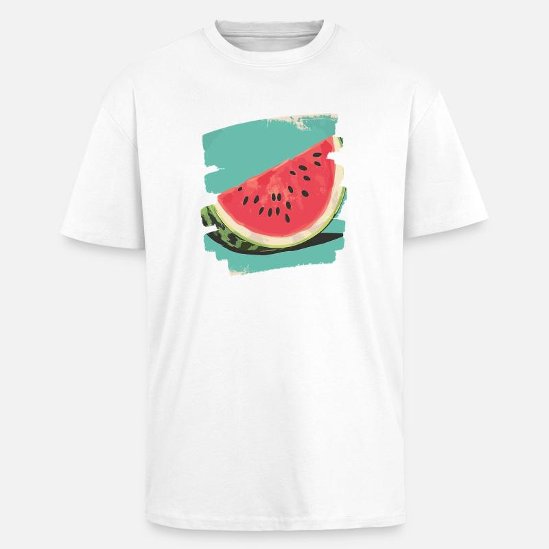 Pastèque - T-shirt unisexe oversize épais - blanc