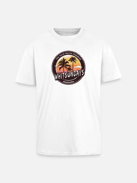 Whitsundays Australia Palm Trees Design - Unisex Oversized Heavyweight T-shirt - white