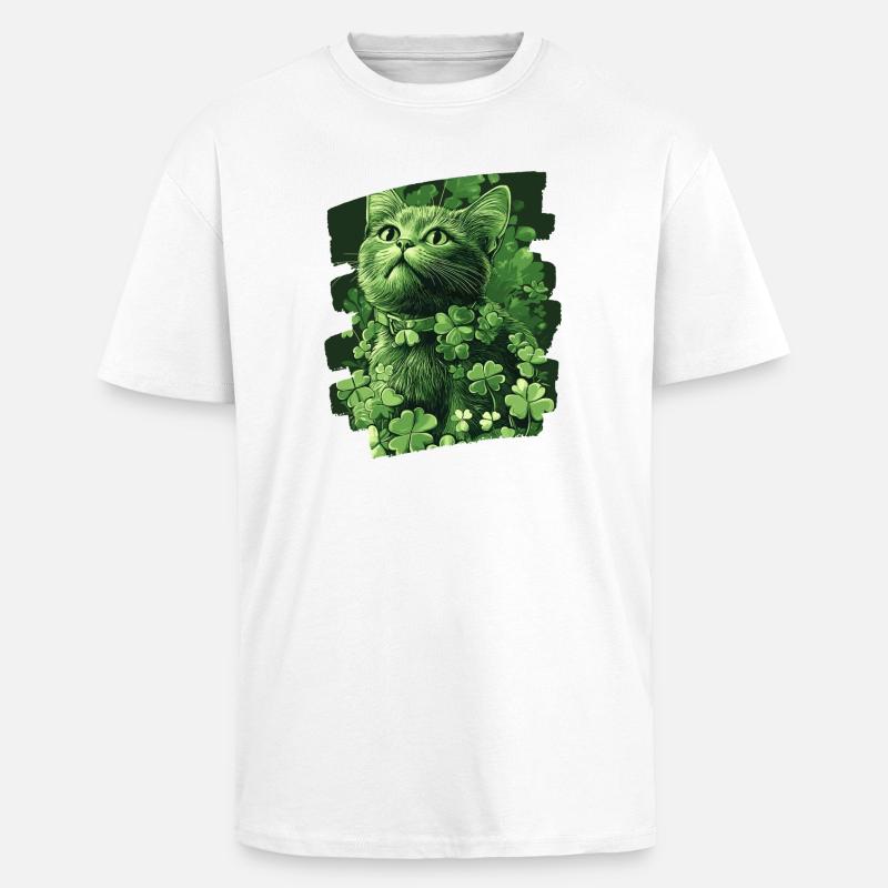 St Patricks day Katze - Oversized Heavyweight Unisex T-Shirt - Weiß