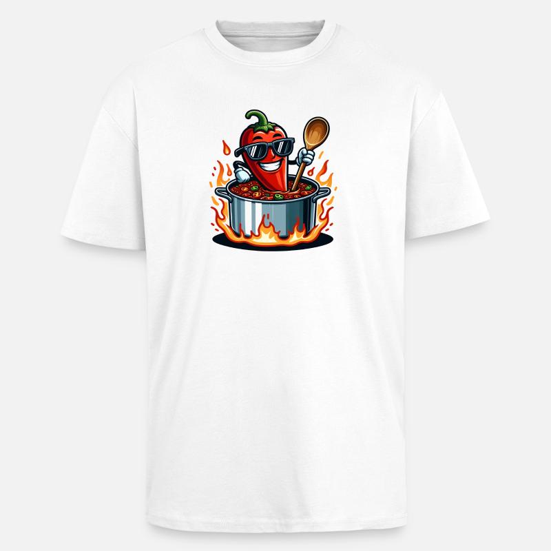 Kochen mit Feuer - Oversized Heavyweight Unisex T-Shirt - Weiß