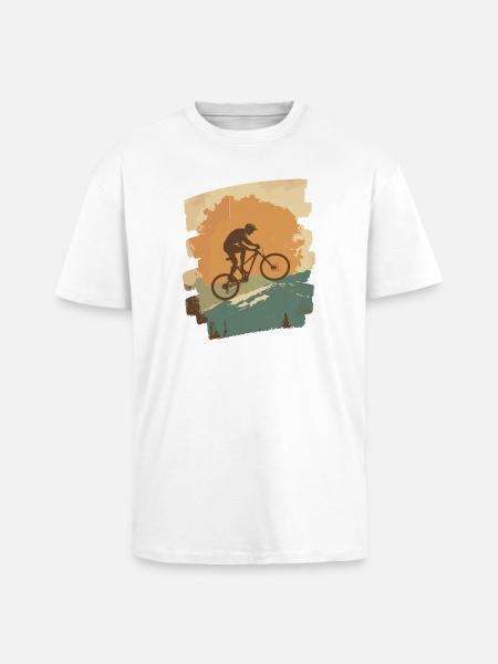 Mountain bikers Downhill Mountains Cycling - Unisex Oversized Heavyweight T-shirt - white