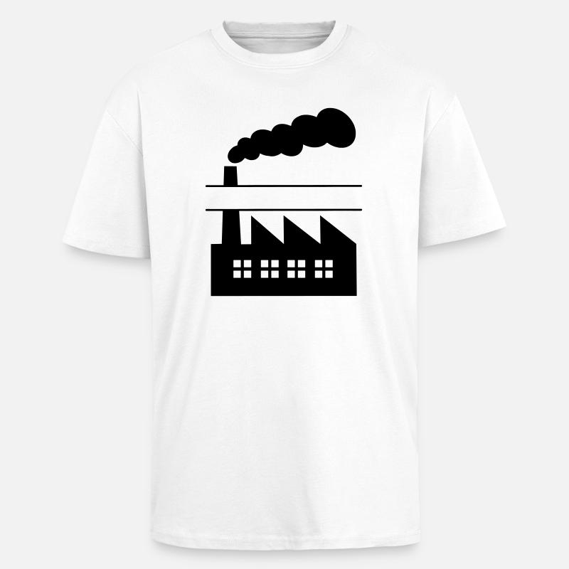 Fabrik mit Rauch-Namensbanner - Oversized Heavyweight Unisex T-Shirt - Weiß