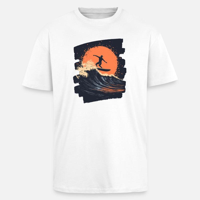 Surfeur Surf Planche de surf Surf - T-shirt unisexe oversize épais - blanc