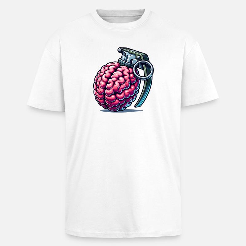 Brain Grenade – Explosive Thoughts - Unisex Oversized Heavyweight T-shirt - white