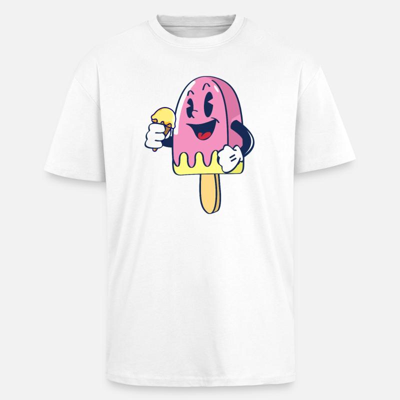 Fröhlicher Kindereis Charakter Eiscreme Eis - T-shirt unisexe oversize épais - blanc
