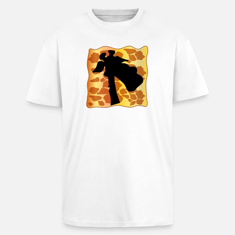 GIRAFFE RAFF PATTERN - Unisex Oversized Heavyweight T-shirt - white