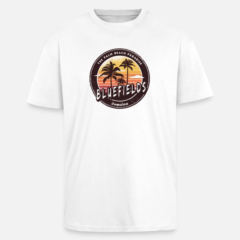 Bluefields Jamaica – Palm Beach Paradies - Oversized Heavyweight Unisex T-Shirt - Weiß