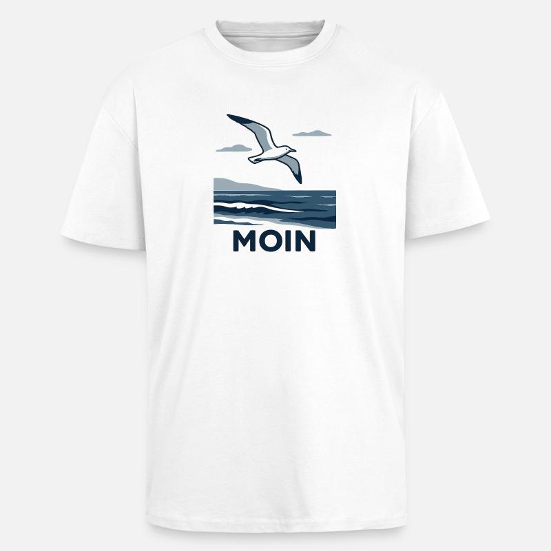 Moin Möwe - Oversized Heavyweight Unisex T-Shirt - Weiß