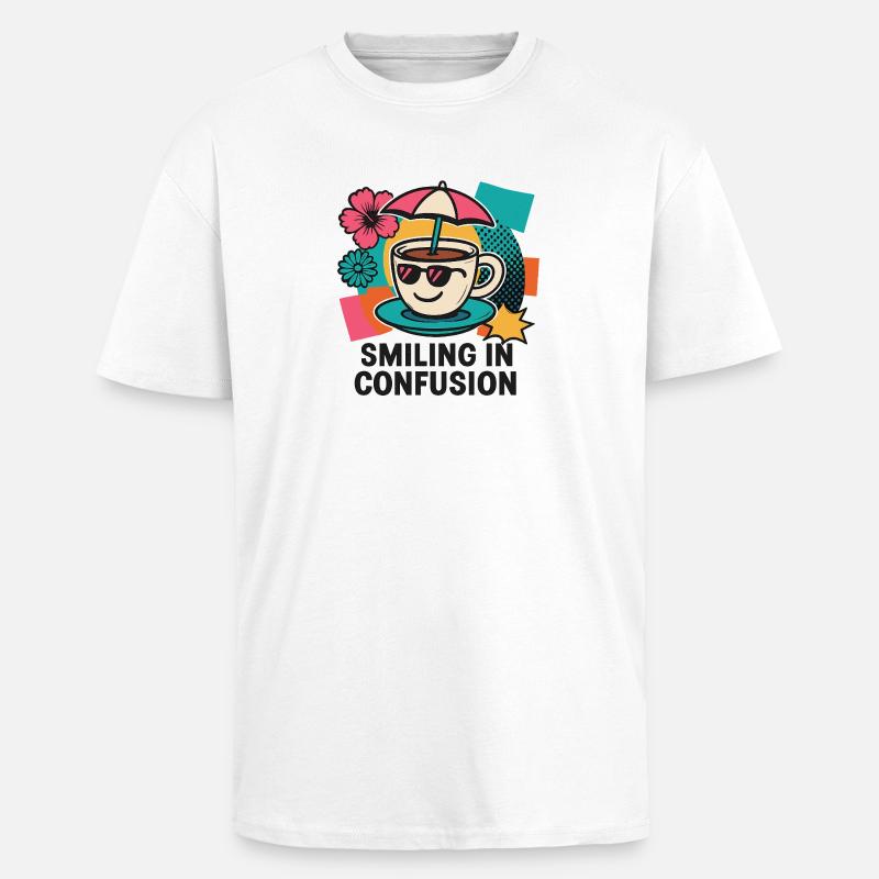 Kaffee? Sonne? Hä? - Oversized Heavyweight Unisex T-Shirt - Weiß