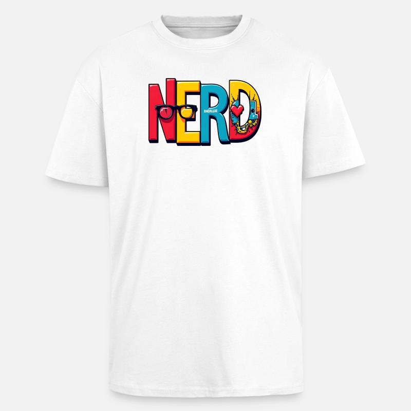 Nerd Chromatique Typographie 3D - T-shirt unisexe oversize épais - blanc
