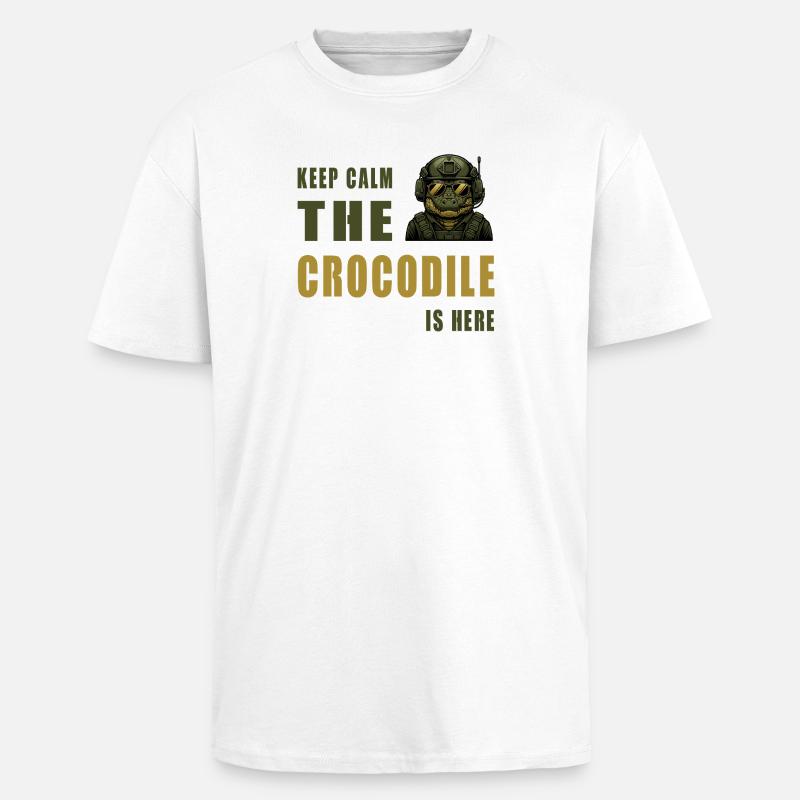 Krokodil im Einsatz – Keep Calm - Oversized Heavyweight Unisex T-Shirt - Weiß